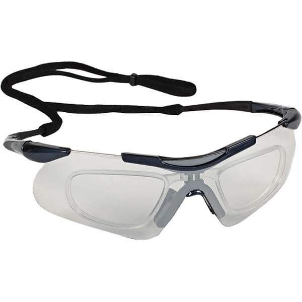 KleenGuard - Indoor/Outdoor Lenses, Frameless Safety Glasses - Anti-Fog, Scratch Resistant, Metallic Blue Nylon Frame, Size Universal, Wrap Around - Industrial Tool & Supply