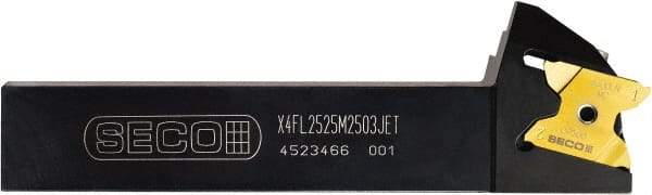 Seco - X4FR 1002503DJET, External, Right Hand, 0.169" Max Depth of Cut, 0.047" Min Groove Width, Indexable Grooving Tool Holder - X4GK25..R Insert Compatibility, 1" Shank Height, 1" Shank Width, 6" OAL, Through Coolant - Industrial Tool & Supply