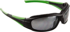 3M - Silver Lenses, Framed Safety Glasses - Scratch Resistant, Black/Green Frame, Size Universal, Wrap Around - Industrial Tool & Supply
