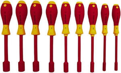 Wiha - 9 Piece 3/16 to 5/8" Insulated Nutdriver Set - Cushion Grip Handle - Industrial Tool & Supply