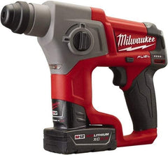 Milwaukee Tool - 12 Volt SDS Plus Chuck Cordless Rotary Hammer - 0 to 6,200 BPM, 0 to 900 RPM, Reversible - Industrial Tool & Supply
