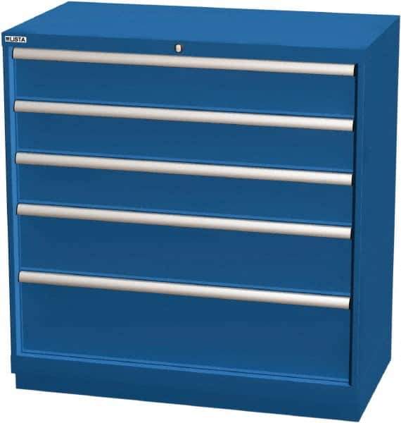 LISTA - 5 Drawer, Modular Storage Cabinet - Steel, 40-1/4" Wide x 22-1/2" Deep x 41-3/4" High, Blue - Industrial Tool & Supply