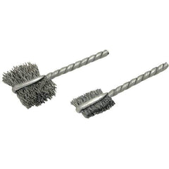 Brush Research Mfg. - 3/8" Diam Flat Steel Tube Brush - 0.006" Filament Diam, 9/16" Brush Length, 2-1/4" OAL, Steel Shank - Industrial Tool & Supply