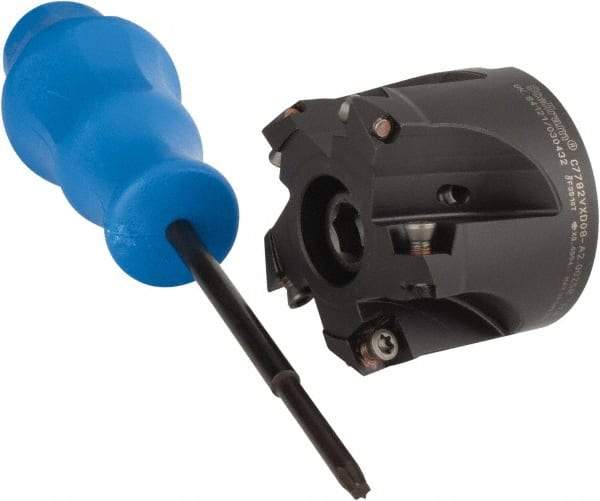 Kennametal - 2" Cut Diam, 0.059" Max Depth, 3/4" Arbor Hole, 5 Inserts, XD 09 Insert Style, Indexable Copy Face Mill - C7792VXD09-A2.00Z05R Cutter Style, 1.574" High, Through Coolant, Series 7792 - Industrial Tool & Supply