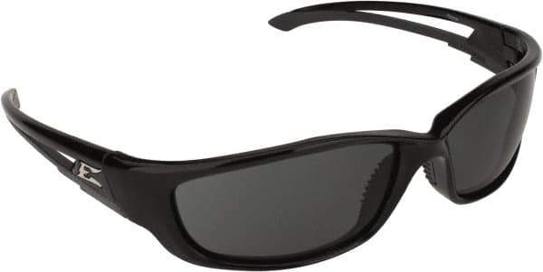 Edge Eyewear - Smoke Lenses, Framed Safety Glasses - Scratch Resistant, Black Nylon TR90 Frame, Size Universal, Wrap Around - Industrial Tool & Supply
