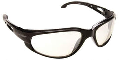 Edge Eyewear - Indoor/Outdoor Mirror Lenses, Framed Safety Glasses - Scratch Resistant, Black Nylon TR90 Frame, Size Universal, Wrap Around - Industrial Tool & Supply