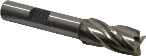 Cleveland - 1/2", 1" LOC, 3/8" Shank Diam, 2-11/16" OAL, 4 Flute, High Speed Steel Square End Mill - Single End, Uncoated, Spiral Flute, 30° Helix, Centercutting, Right Hand Cut, Right Hand Flute, Series HG-4C - Industrial Tool & Supply