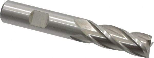 Cleveland - 1/2", 1-1/4" LOC, 1/2" Shank Diam, 3-1/4" OAL, 4 Flute, High Speed Steel Square End Mill - Single End, Uncoated, Spiral Flute, 30° Helix, Centercutting, Right Hand Cut, Right Hand Flute, Series HG-4C - Industrial Tool & Supply