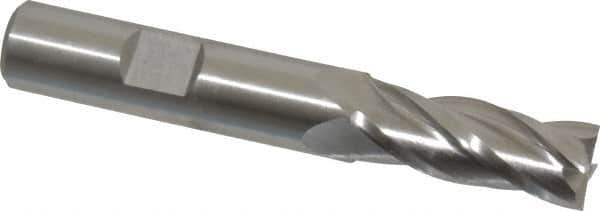 Cleveland - 15/32", 1-1/4" LOC, 1/2" Shank Diam, 3-1/4" OAL, 4 Flute, High Speed Steel Square End Mill - Single End, Uncoated, Spiral Flute, 30° Helix, Centercutting, Right Hand Cut, Right Hand Flute, Series HG-4C - Industrial Tool & Supply