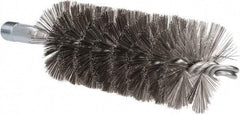 Schaefer Brush - 4-1/2" Brush Length, 2" Diam, Double Stem, Single Spiral Tube Brush - 7-1/4" Long, Stainless Steel, 1/4" NPSM Male Connection - Industrial Tool & Supply