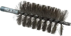 Schaefer Brush - 4-1/2" Brush Length, 2-1/2" Diam, Double Stem, Single Spiral Tube Brush - 7-1/4" Long, Stainless Steel, 1/4" NPSM Male Connection - Industrial Tool & Supply