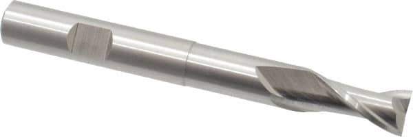 Cleveland - 3/8", 3/4" LOC, 3/8" Shank Diam, 3-5/16" OAL, 2 Flute, High Speed Steel Square End Mill - Single End, Uncoated, Spiral Flute, 30° Helix, Centercutting, Right Hand Cut, Right Hand Flute, Series HGN-2 - Industrial Tool & Supply