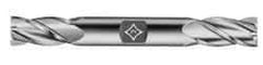 Cleveland - 21/64", 3/4" LOC, 3/8" Shank Diam, 3-1/2" OAL, 4 Flute, High Speed Steel Square End Mill - Double End, TiN Finish, Spiral Flute, 30° Helix, Centercutting, Right Hand Cut, Right Hand Flute, Series HD-4C - Industrial Tool & Supply
