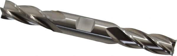 Cleveland - 9/16", 1-3/8" LOC, 5/8" Shank Diam, 5" OAL, 4 Flute, High Speed Steel Square End Mill - Double End, Uncoated, Spiral Flute, 30° Helix, Centercutting, Right Hand Cut, Right Hand Flute, Series HD-4C - Industrial Tool & Supply