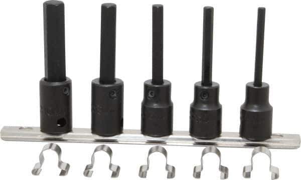 Proto - 5 Piece 3/8" Drive Metric Impact Hex Bit Socket Set - 4 to 10mm Hex - Industrial Tool & Supply