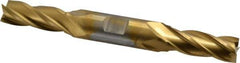 Cleveland - 17/32", 1-3/8" LOC, 5/8" Shank Diam, 5" OAL, 4 Flute, High Speed Steel Square End Mill - Double End, TiN Finish, Spiral Flute, 30° Helix, Centercutting, Right Hand Cut, Right Hand Flute, Series HD-4C - Industrial Tool & Supply