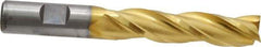 Cleveland - 5/8", 2-1/2" LOC, 5/8" Shank Diam, 4-5/8" OAL, 3 Flute, High Speed Steel Square End Mill - Single End, TiN Finish, Spiral Flute, 30° Helix, Centercutting, Right Hand Cut, Right Hand Flute, Series HG-3 - Industrial Tool & Supply