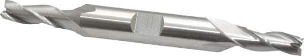 Cleveland - 1/4", 5/8" LOC, 3/8" Shank Diam, 3-3/8" OAL, 3 Flute, High Speed Steel Square End Mill - Double End, Uncoated, Spiral Flute, 30° Helix, Centercutting, Right Hand Cut, Right Hand Flute, Series HD-3 - Industrial Tool & Supply