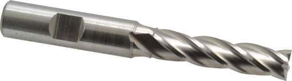 Cleveland - 13/32", 1-3/4" LOC, 1/2" Shank Diam, 3-3/4" OAL, 4 Flute, High Speed Steel Square End Mill - Single End, Uncoated, Spiral Flute, 30° Helix, Centercutting, Right Hand Cut, Right Hand Flute, Series HG-4C - Industrial Tool & Supply