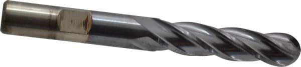 Cleveland - 3/8" Diam, 3/4" LOC, 4 Flute High Speed Steel Ball End Mill - TiCN Finish, Single End, 2-1/2" OAL, 3/8" Shank Diam, Spiral Flute - Industrial Tool & Supply