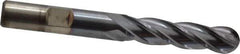Cleveland - 3/8" Diam, 3/4" LOC, 4 Flute High Speed Steel Ball End Mill - TiCN Finish, Single End, 2-1/2" OAL, 3/8" Shank Diam, Spiral Flute - Industrial Tool & Supply