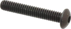Made in USA - #8-32 UNC Hex Socket Drive, Button Screw - Alloy Steel, Black Oxide Finish, Fully Threaded, 1" Length Under Head - Industrial Tool & Supply
