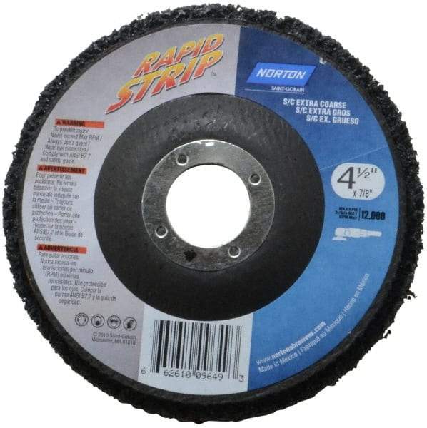Norton - 4-1/2" Wheel Diam, 1/2" Wheel Thickness, 7/8" Arbor Hole, Type 27 Depressed Center Wheel - Silicon Carbide, 12,000 Max RPM, Compatible with Angle Grinder, Drill, Flexible Shaft Motor & Straight Shaft Grinder - Industrial Tool & Supply