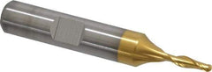 Cleveland - 1/8" Diam, 3/8" LOC, 2 Flute Cobalt Ball End Mill - TiN Finish, Single End, 2-5/16" OAL, 3/8" Shank Diam, Spiral Flute - Industrial Tool & Supply