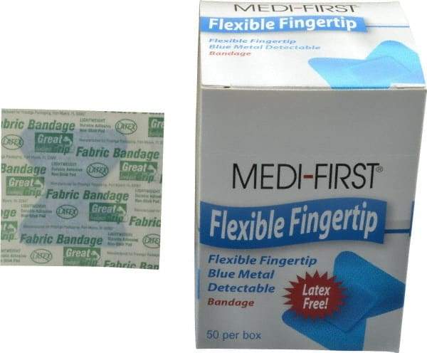 Medique - Fingertip Bandage Self-Adhesive Bandage - Blue, Woven Fabric Bandage, Metal Detectable - Industrial Tool & Supply