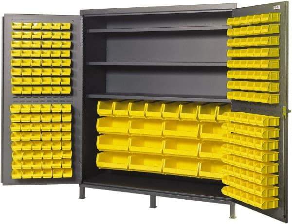 Valley Craft - 3 Shelf 212 Bin Storage Cabinet - Steel, 72" Wide x 24" Deep x 84" High, Gray - Industrial Tool & Supply