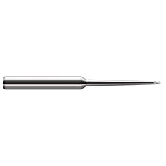 Ball End Mill: 0.1875″ Dia, 0.281″ LOC, 4 Flute, Solid Carbide 4″ OAL, 3/8″ Shank Dia, 30 ° Helix, Uncoated, Single End