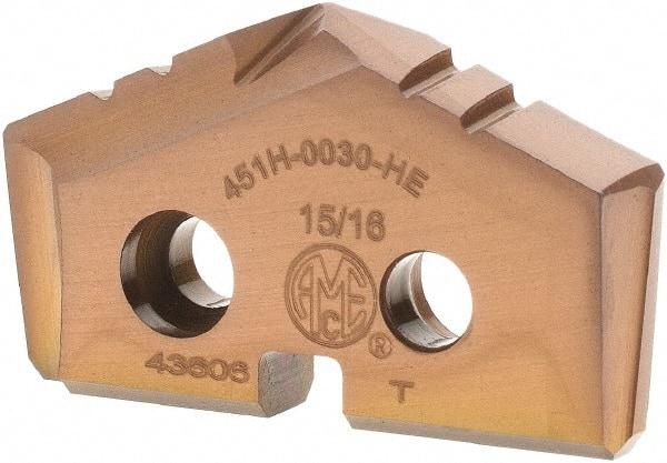 Allied Machine and Engineering - 15/16" Diam x 5/32" Thick, Seat Code 1, 132° Included Angle Spade Drill Insert - AM200 Coated, Cobalt, Grade Super Cobalt, Series GEN2 T-A - Industrial Tool & Supply