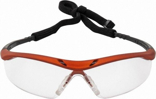 MCR Safety - Clear Lenses, Framed Safety Glasses - Anti-Fog, Scratch Resistant, Nuclear Orange Polycarbonate Frame, Size Universal, Wrap Around - Industrial Tool & Supply