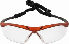 MCR Safety - Clear Lenses, Framed Safety Glasses - Anti-Fog, Scratch Resistant, Nuclear Orange Polycarbonate Frame, Size Universal, Wrap Around - Industrial Tool & Supply