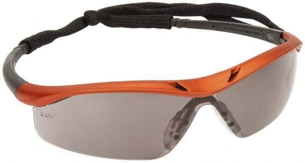 MCR Safety - Gray Lenses, Framed Safety Glasses - Anti-Fog, Scratch Resistant, Nuclear Orange Polycarbonate Frame, Size Universal, Wrap Around - Industrial Tool & Supply