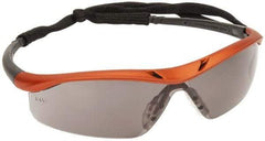 MCR Safety - Gray Lenses, Framed Safety Glasses - Anti-Fog, Scratch Resistant, Nuclear Orange Polycarbonate Frame, Size Universal, Wrap Around - Industrial Tool & Supply