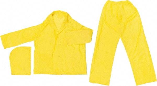 MCR Safety - Size XL, Yellow, Rain, Disposable Three Piece Suit - 57" Chest, Detachable Hood, Take Up Snaps Ankle, Take Up Snaps Wrist - Industrial Tool & Supply