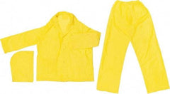 MCR Safety - Size L, Yellow, Rain, Disposable Three Piece Suit - 54" Chest, Detachable Hood, Take Up Snaps Ankle, Take Up Snaps Wrist - Industrial Tool & Supply