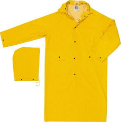 MCR Safety - Size 3XL, Yellow, Rain Coat - 63" Chest, 2 Pockets, Attached Hood - Industrial Tool & Supply
