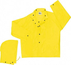 MCR Safety - Size M, Yellow, Rain Jacket - 56" Chest, Attached Hood - Industrial Tool & Supply