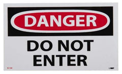 NMC - Security & Admittance Label, Header: DANGER - Legend: Danger - Do Not Enter, English, Red, Black & White, 5" Long x 3" High, Sign Muscle Finish - Industrial Tool & Supply