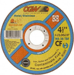 Camel Grinding Wheels - 9" 36 Grit Aluminum Oxide Cutoff Wheel - 1/16" Thick, 7/8" Arbor, 6,600 Max RPM - Industrial Tool & Supply