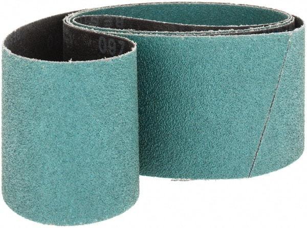 Made in USA - 3" Wide x 79" OAL, 60 Grit, Zirconia Alumina Abrasive Belt - Zirconia Alumina, Coarse, Coated, Y Weighted Cloth Backing, Wet/Dry - Industrial Tool & Supply