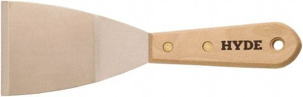 Hyde Tools - Stiff Carbon Steel Bent Chisel Scraper Set - 3" Blade Width x 5-1/2" Blade Length, 4" Long Hardwood Handle - Industrial Tool & Supply