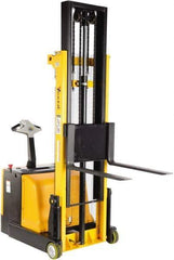 Vestil - 1,100 Lb Capacity, 118" Lift Height, Battery Powered Stacker - 1-3/16" Lowered Height, 30" Fork Length, 32-1/4" Overall Width - Industrial Tool & Supply