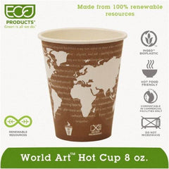 ECO PRODUCTS - World Art Renewable Compostable Hot Cups, 8 oz, 50/PK, 20 PK/CT - Plum - Industrial Tool & Supply