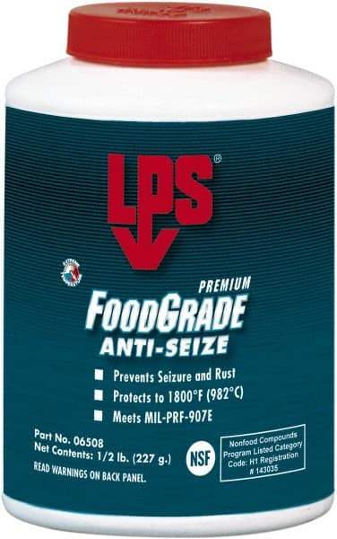 LPS - 0.5 Lb Brush Top Food Grade Anti-Seize Lubricant - Metal Free, -1,800°F, Opaque Off-White, Food Grade - Industrial Tool & Supply