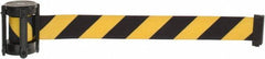 Tensator - 5" High x 90" Long x 2" Wide Barrier Replacement Cassette - Plastic, Black Powder Finish, Black/Yellow, Use with Tensabarrier - Industrial Tool & Supply