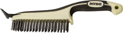 Hyde Tools - 20 Rows x 4 Columns Steel Scratch Brush - 6" Brush Length, 12-3/4" OAL, 1-1/8" Trim Length, Plastic with Rubber Overmold Ergonomic Handle - Industrial Tool & Supply