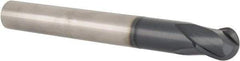 Accupro - 3/4" Diam, 3/4" LOC, 2 Flute Solid Carbide Ball End Mill - TiAlN Finish, Single End, 6-1/4" OAL, 3/4" Shank Diam, Spiral Flute - Industrial Tool & Supply